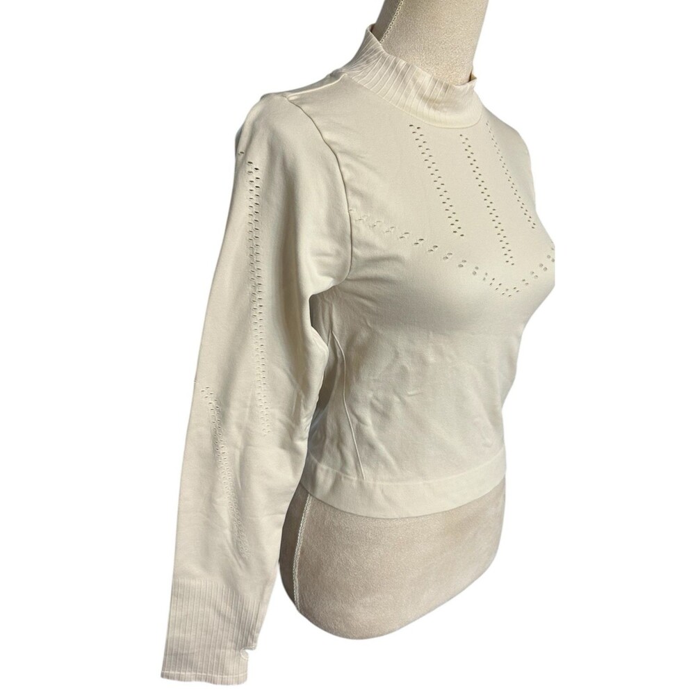 Old Navy Womens Seamless Crop Ivory Performance Go Dry Activewear Top L - Picture 7 of 13